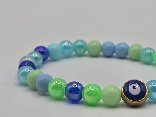Mehrfarbig blaues Armband mit Evil Eye