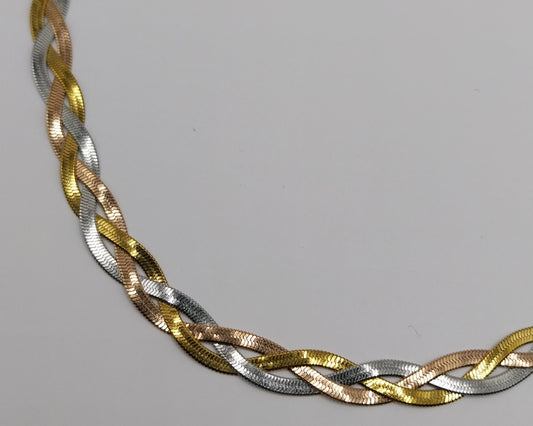 Moderne Edelstahl-Halskette im Snake-Style – Silber & Goldfarbe