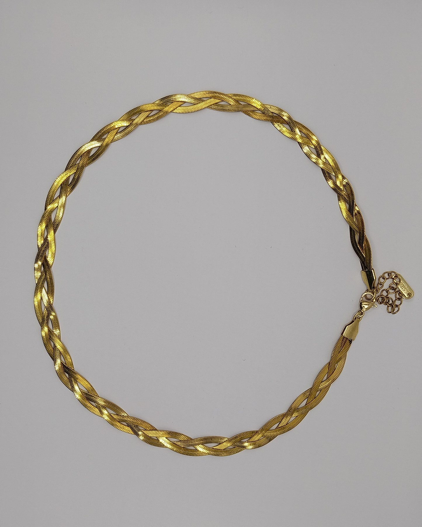 Modern stainless steel snake-style necklace – gold color