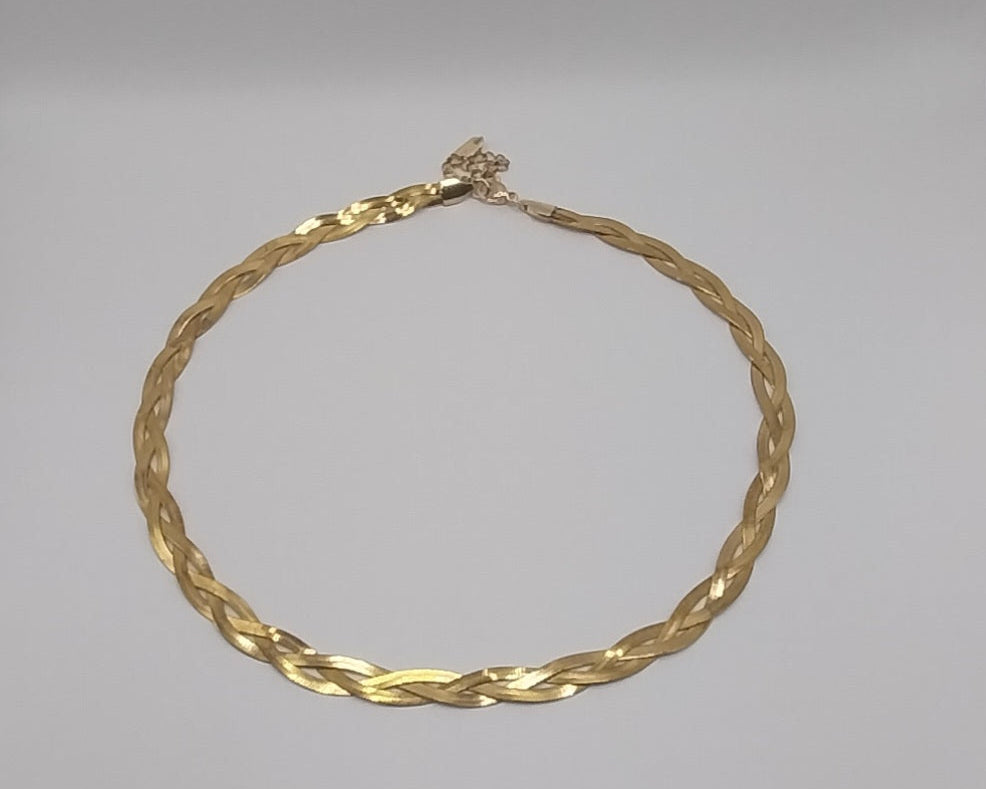 Modern stainless steel snake-style necklace – gold color
