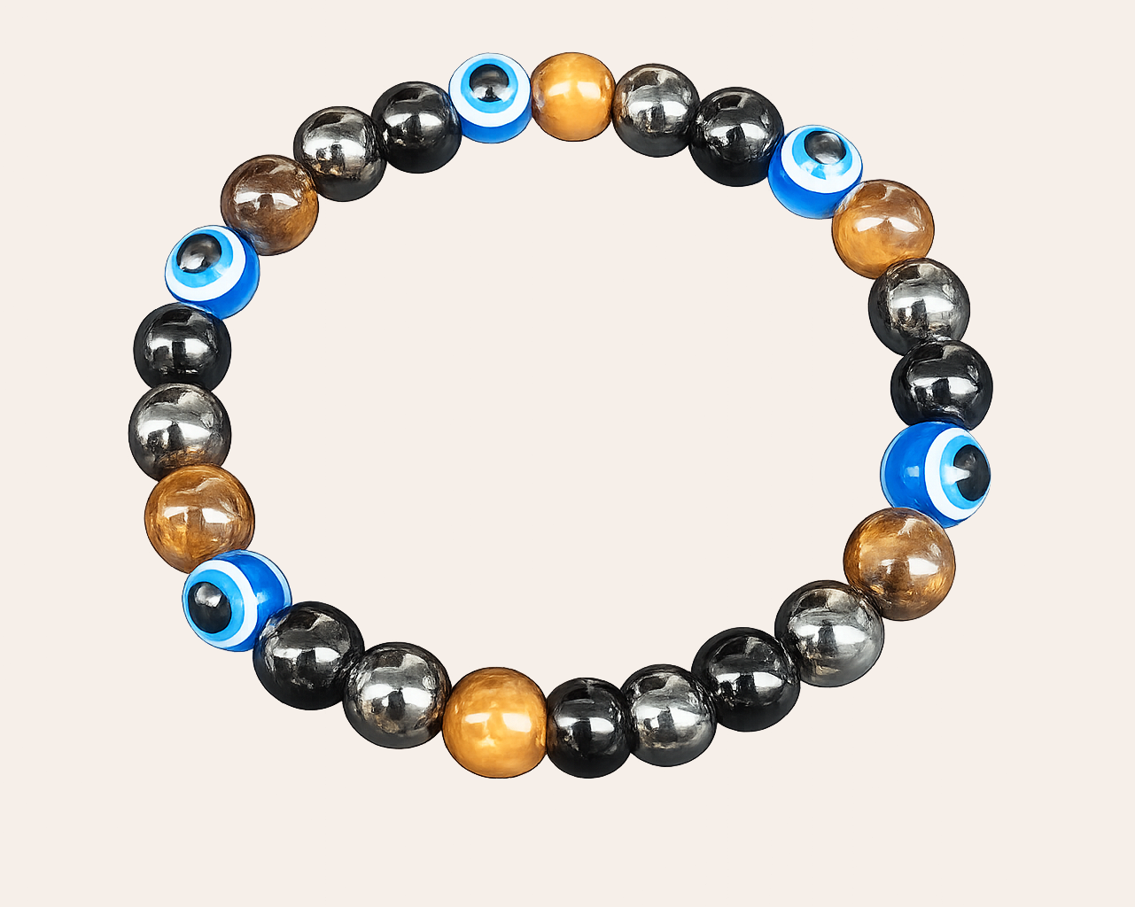 Evil eye: Perlenarmband mit Naturstein