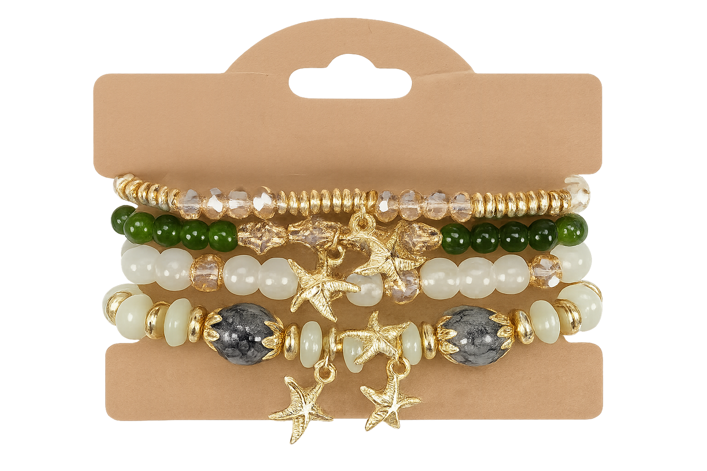 Beaded bracelet with starfish charms