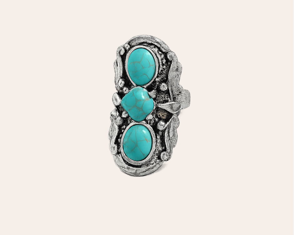 Bohemian ring with turquoise accents