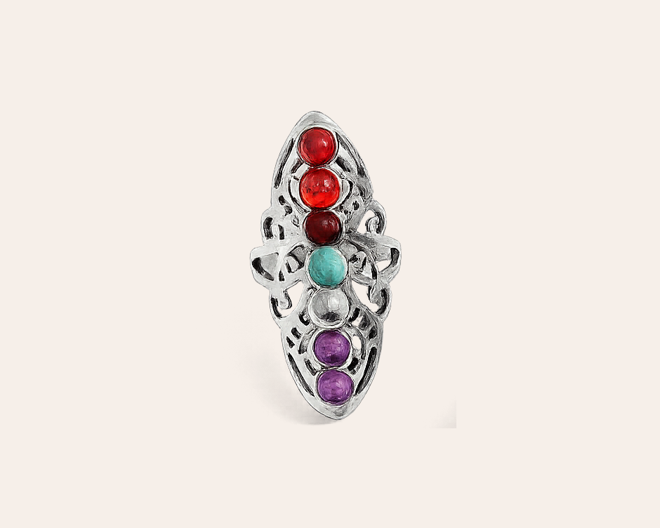 Bohemian ring with colorful stones