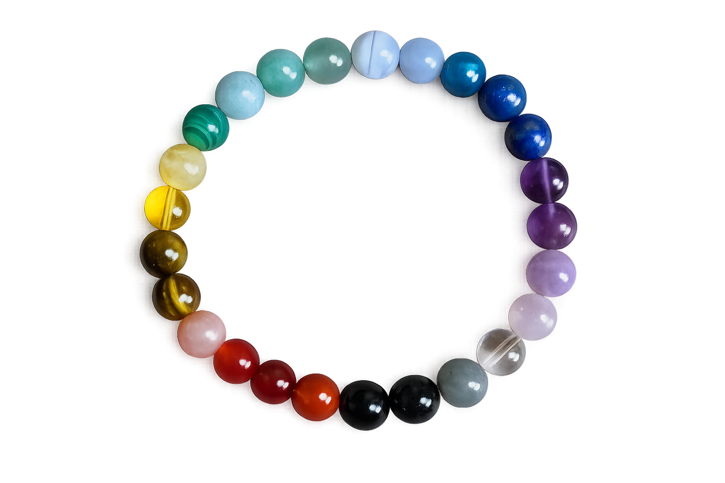 7 Chakras: Perlenarmband mit Naturstein