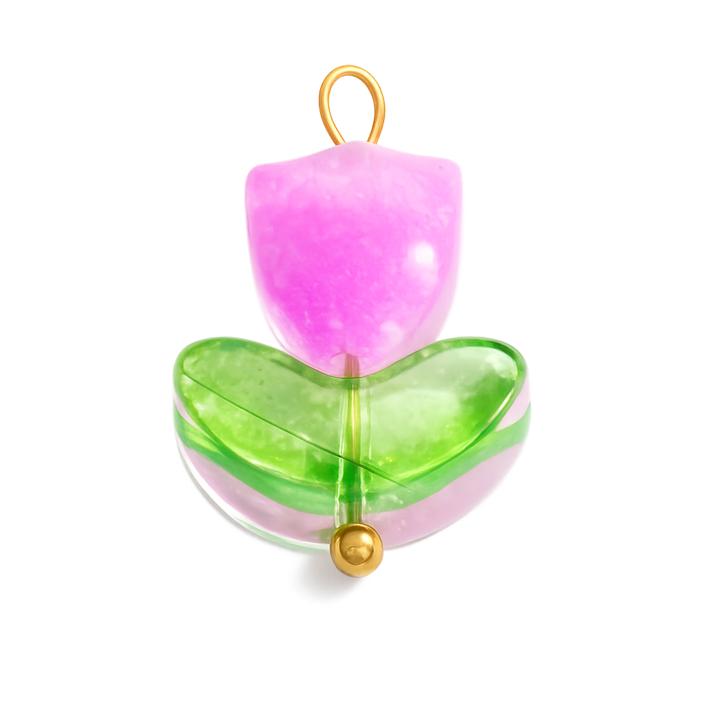 Waterproof: Delicate pink tulip charm