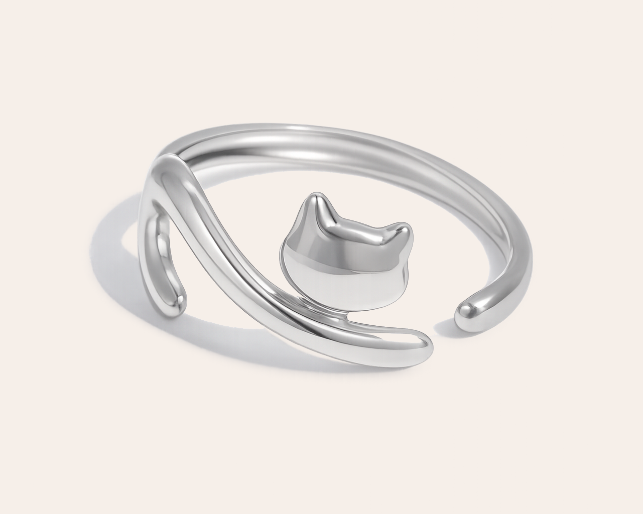 Katze Ring aus Edelstahl – Verstellbar & Wasserfest