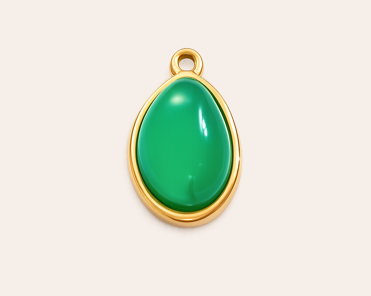 Teardrop charm with green stone