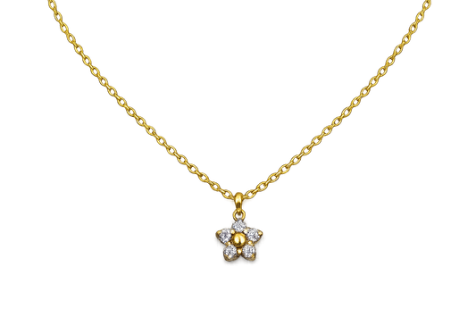 Edelstahl-Halskette mit Blumenanhänger – Goldfarben