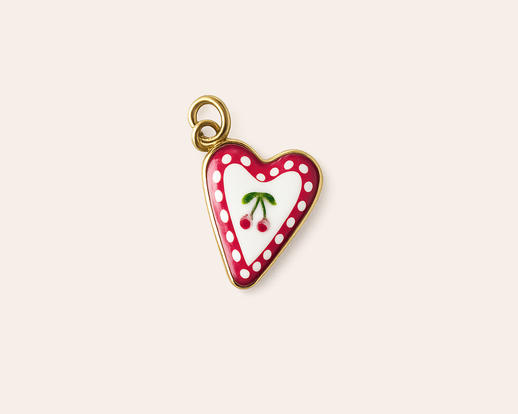 Heart-shaped charm with cherries