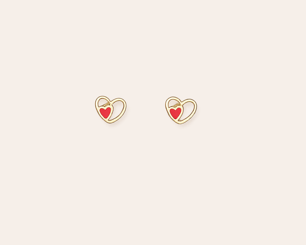 Minis: Rotes Herz-Ohrstecker