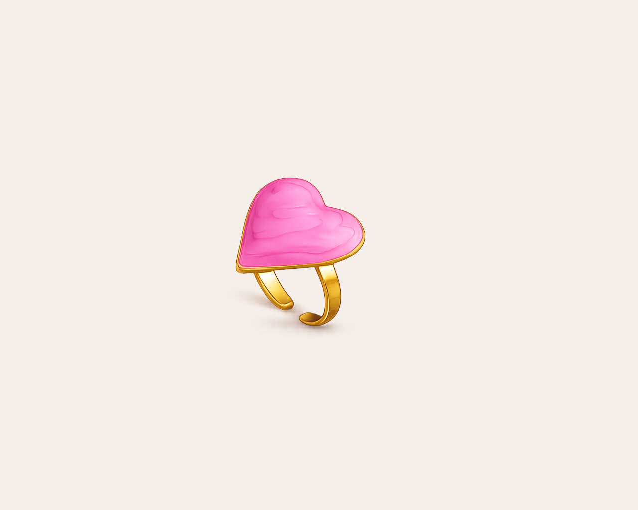 Ring with heart-shaped pink stone