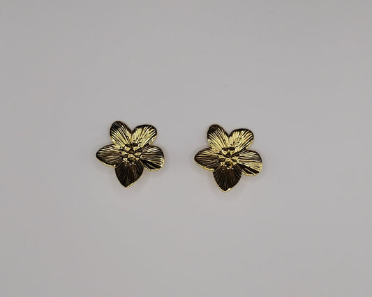 Schmuckset Damen – Goldfarbenes Blumen Design (Halskette &Ohrringe)
