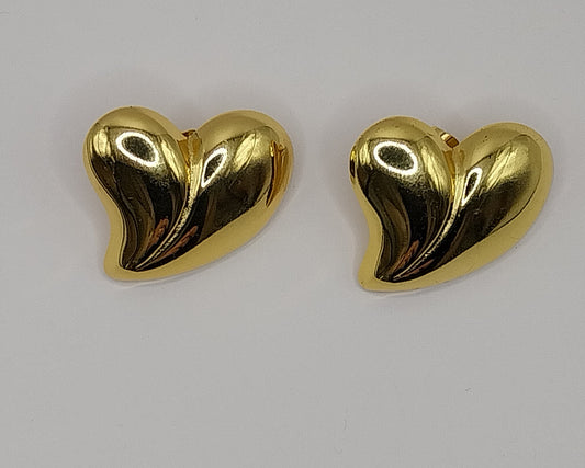 Schmuckset Damen – Goldfarbenes Herz Design (Halskette & Ohrringe)