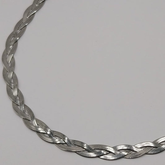 Moderne Edelstahl-Halskette im Snake-Style – Silberfarbe