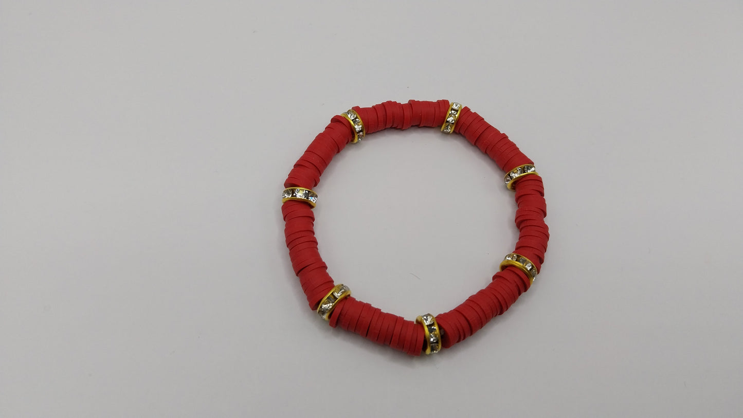 ❤️ Handgemachtes Armband – Rot & Gold