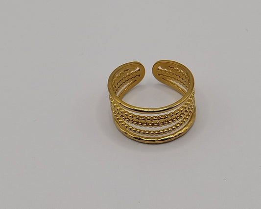 Offener Goldring mit filigranen Linien – Mehrreihiger Look