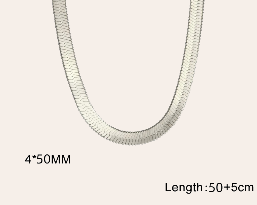 Schlangenkette 4 mm aus Edelstahl 304 – Wasserfeste Halskette in Stahlfarbe (50 + 5 cm)