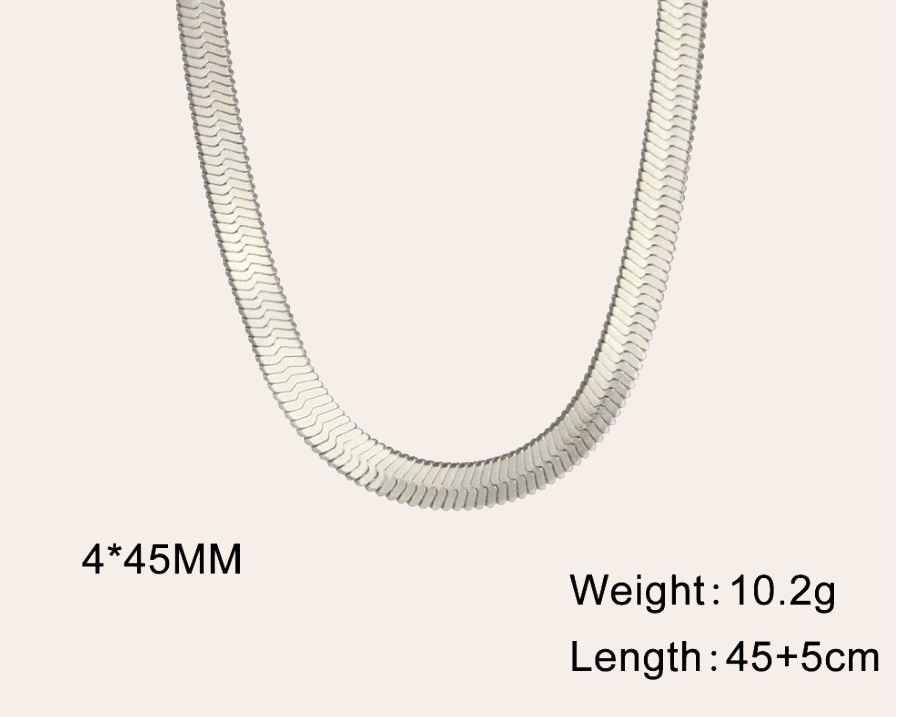 Schlangenkette 4 mm aus Edelstahl 304 – Wasserfeste Halskette in Stahlfarbe (45 + 5 cm)