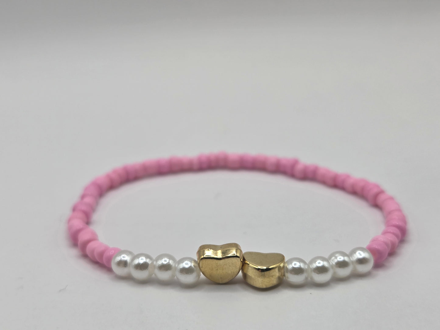 Handmade pink bracelet with heart – loving, customizable jewelry