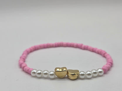 Handmade pink bracelet with heart – loving, customizable jewelry