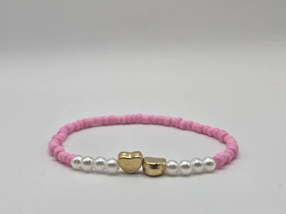 Handmade pink bracelet with heart – loving, customizable jewelry