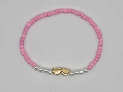 Handmade pink bracelet with heart – loving, customizable jewelry