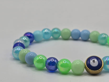 Mehrfarbig blaues Armband mit Evil Eye