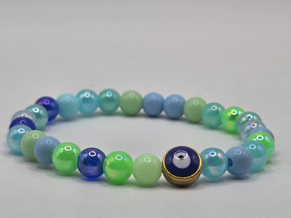 Mehrfarbig blaues Armband mit Evil Eye