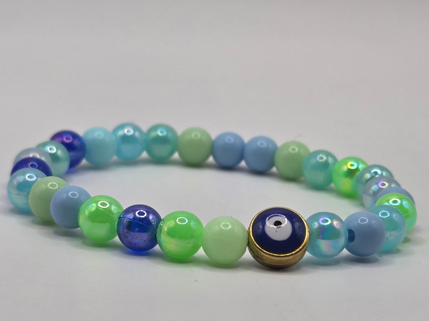 Mehrfarbig blaues Armband mit Evil Eye