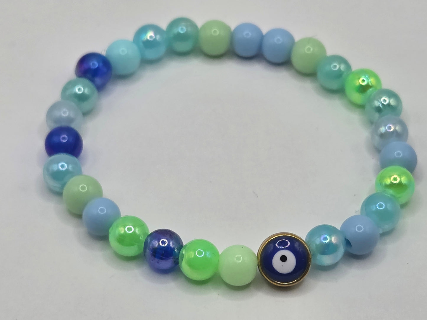 Mehrfarbig blaues Armband mit Evil Eye