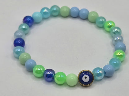 Mehrfarbig blaues Armband mit Evil Eye