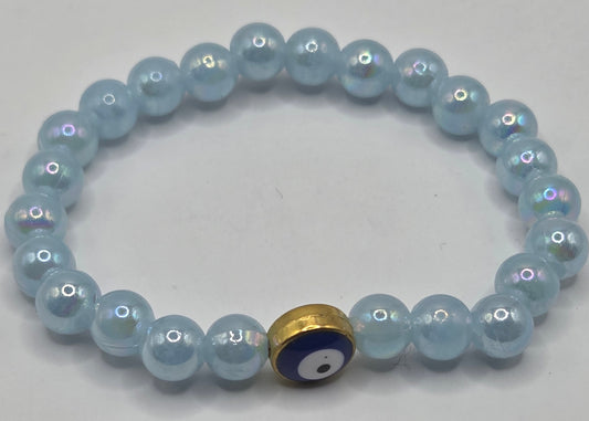 Light blue bracelet with evil eye