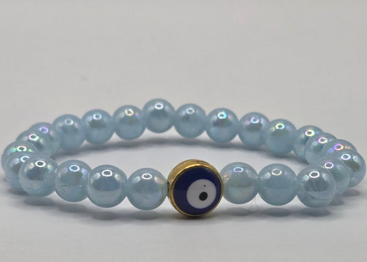 Light blue bracelet with evil eye