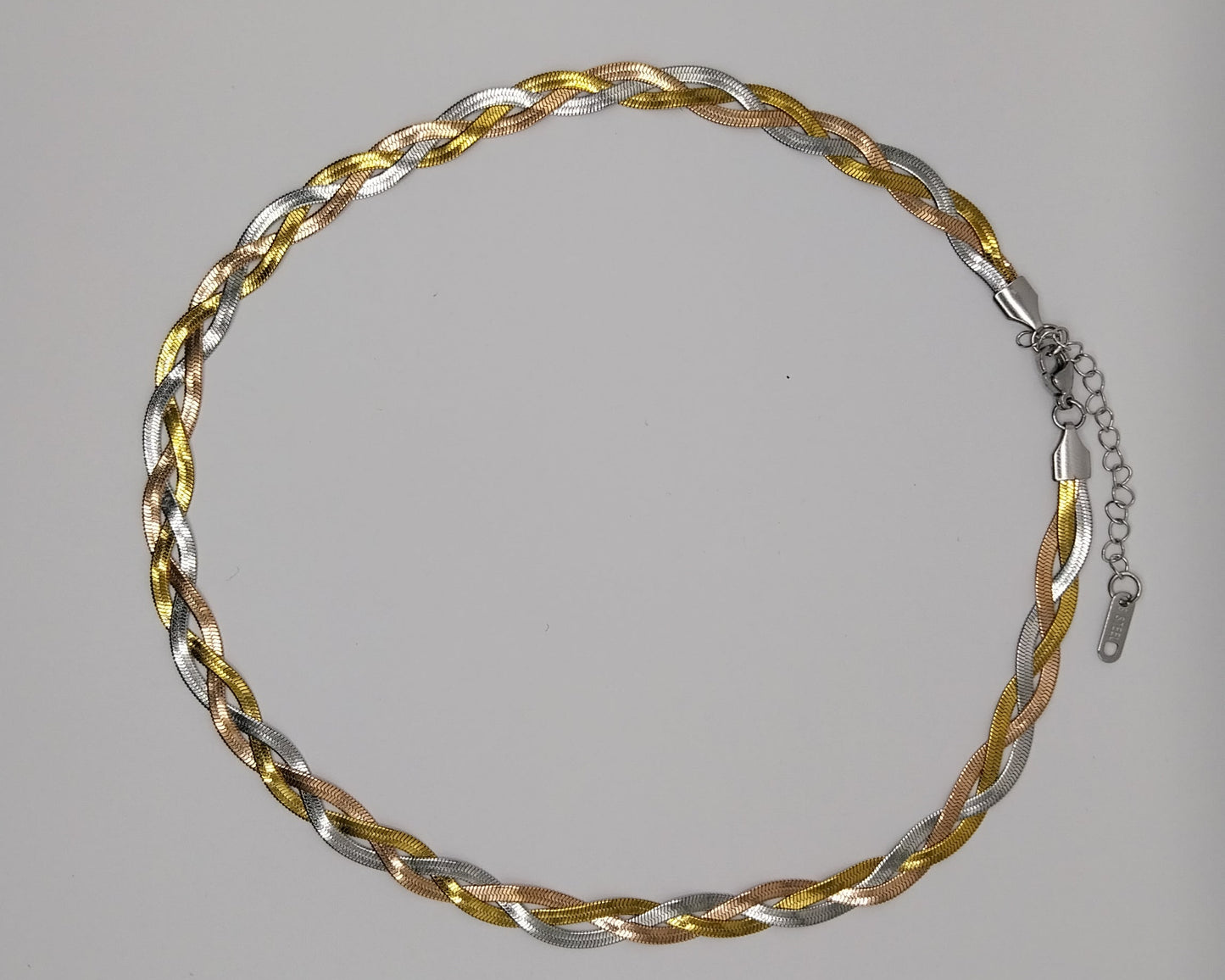Moderne Edelstahl-Halskette im Snake-Style – Silber & Goldfarbe