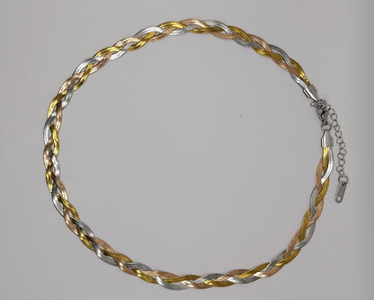 Moderne Edelstahl-Halskette im Snake-Style – Silber & Goldfarbe
