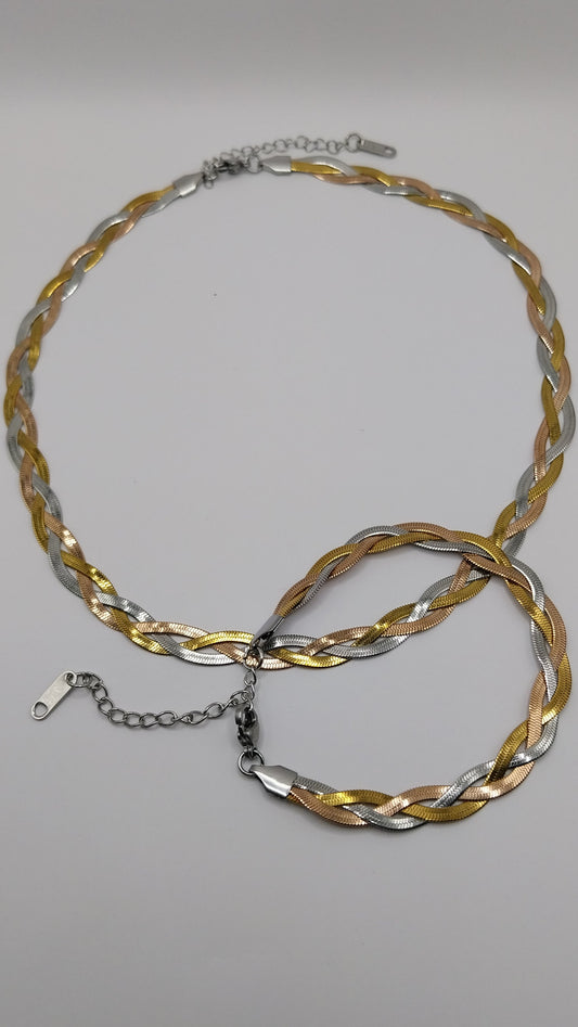 Modernes Edelstahl-Armband im Snake-Style – Silber & Goldfarben