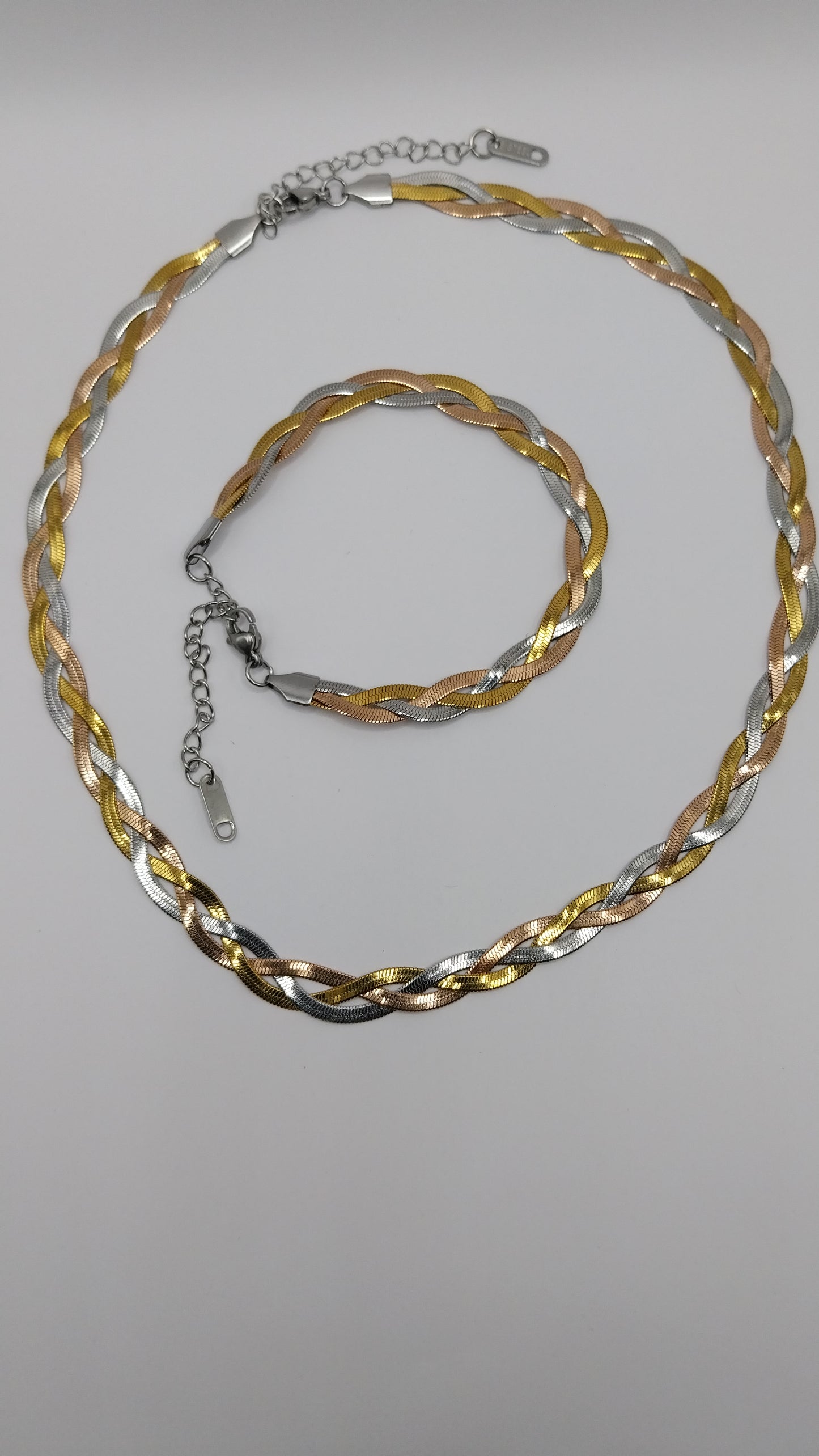 Modernes Edelstahl-Armband im Snake-Style – Silber & Goldfarben