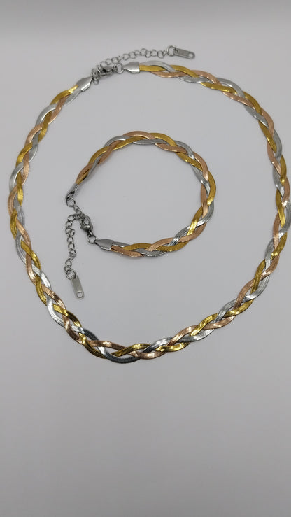Modernes Edelstahl-Armband im Snake-Style – Silber & Goldfarben
