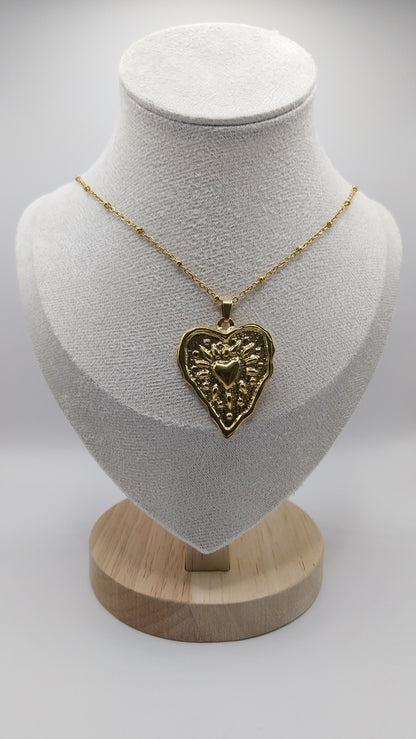 ❤️ Stainless steel necklace with large heart pendant 