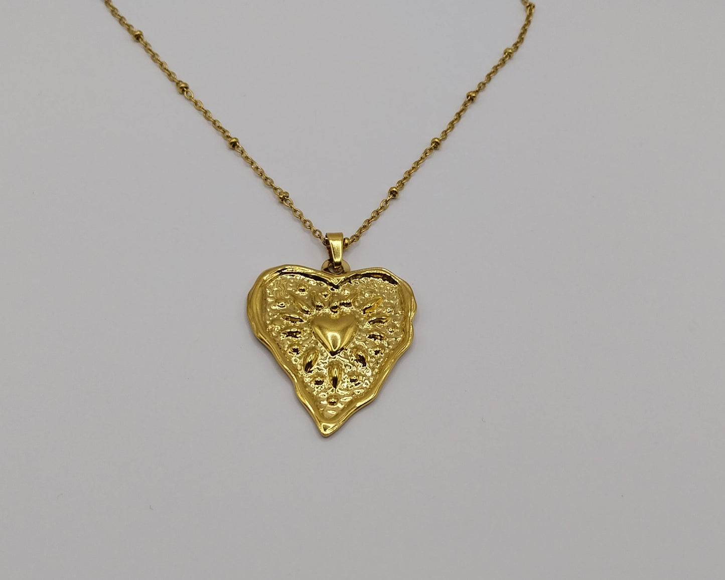 ❤️ Stainless steel necklace with large heart pendant 