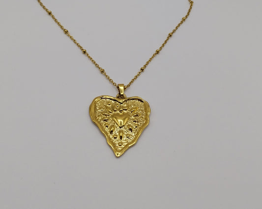 ❤️ Stainless steel necklace with large heart pendant 