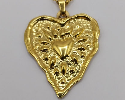 ❤️ Stainless steel necklace with large heart pendant 