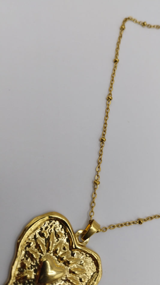 ❤️ Stainless steel necklace with large heart pendant 