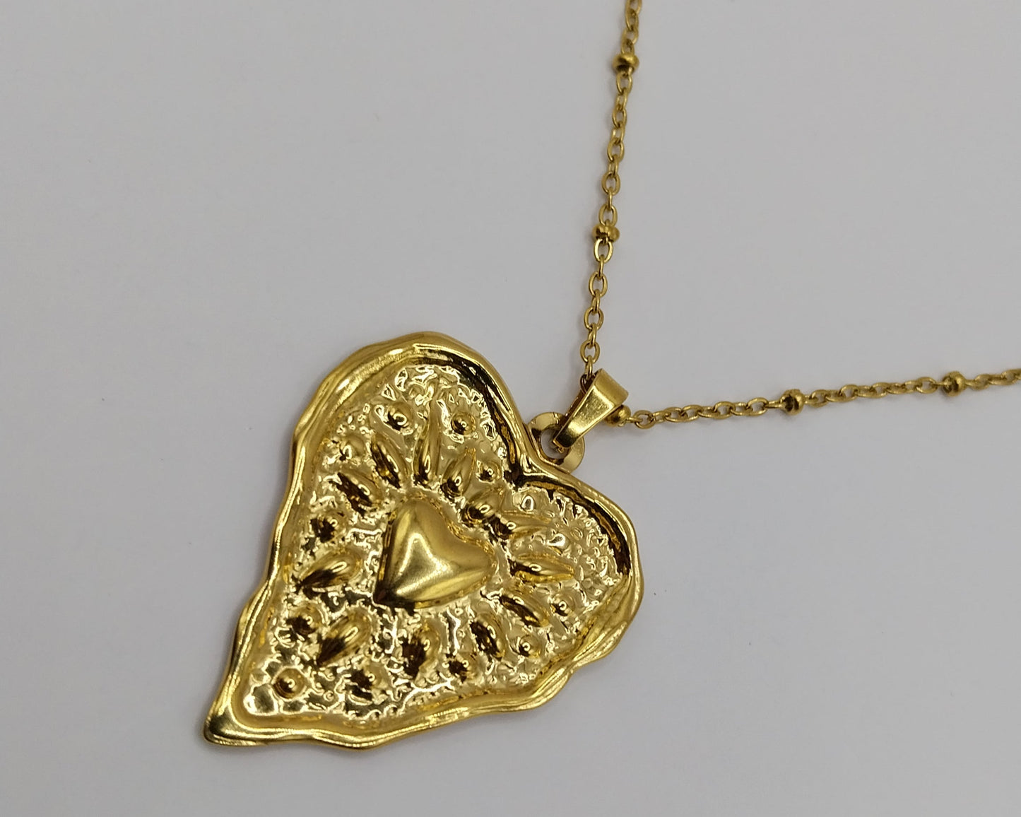 ❤️ Stainless steel necklace with large heart pendant 
