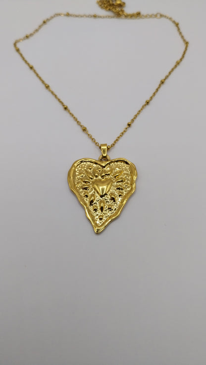 ❤️ Stainless steel necklace with large heart pendant 