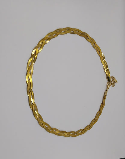 Modern stainless steel snake-style necklace – gold color