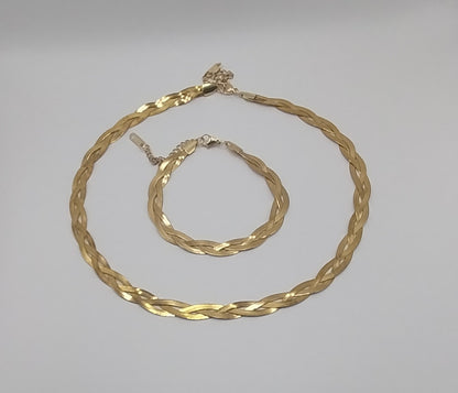 Modern stainless steel snake-style necklace – gold color