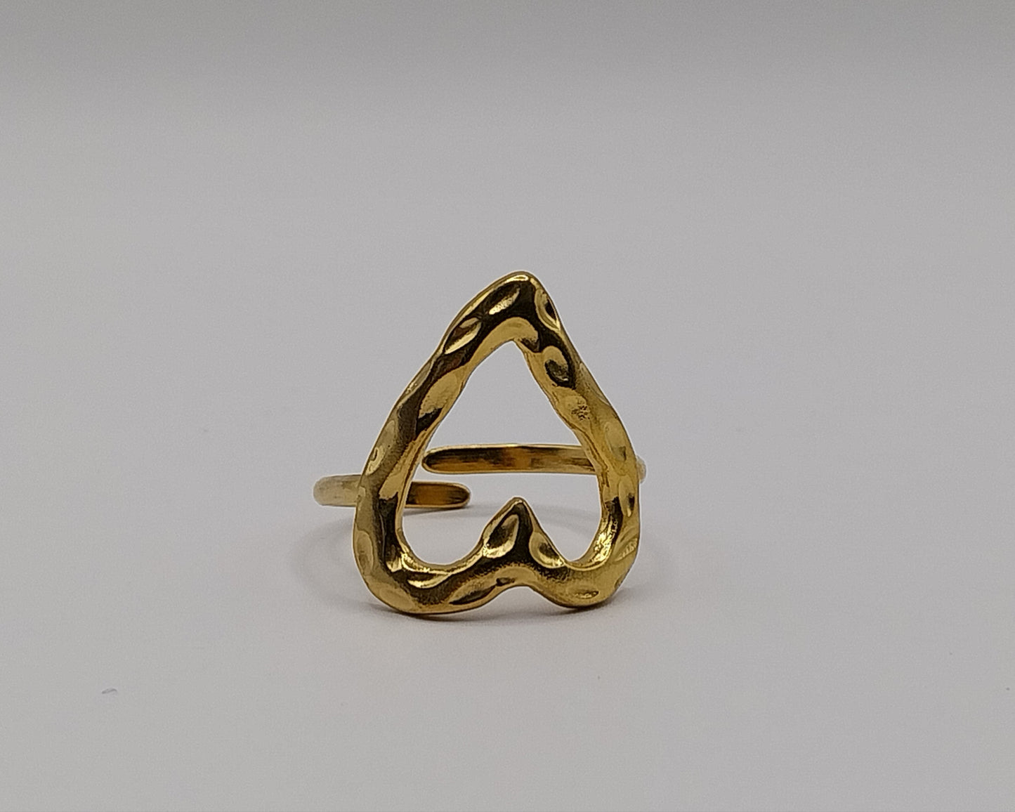 PVD-beschichtet Echtvergoldet 18 Karat Gold Geometrisch Blatt Herzform Edelstahl 304 Elegant Retro Wasserfest Anlaufgeschützt Offener Ring