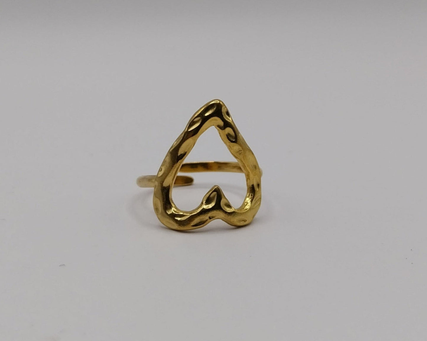 PVD-beschichtet Echtvergoldet 18 Karat Gold Geometrisch Blatt Herzform Edelstahl 304 Elegant Retro Wasserfest Anlaufgeschützt Offener Ring